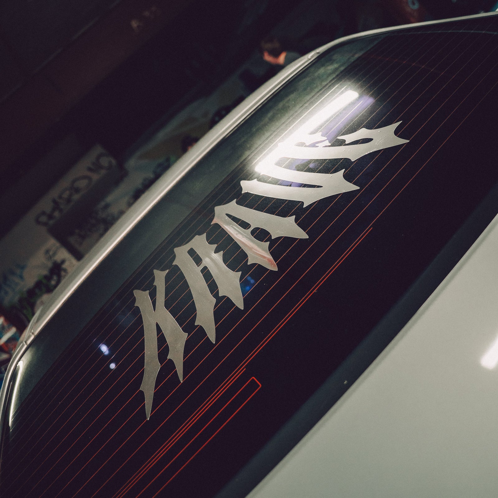 "KRAVE" Window Banner Vinyl - Black/White/Chrome
